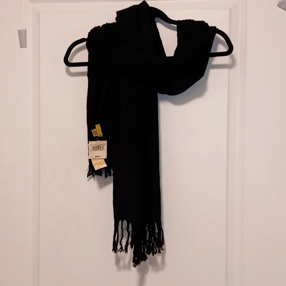 Echo NWT Black Scarf with Fringe